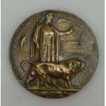 WWI bronze death plaque,