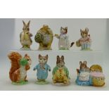 A collection of Beswick Beatrix Potter figures comprising Mr Benjamin Bunny, Ribby,Hunca Munca,