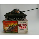 Marx Tinplate Battery Operated Cap Firing Tank Boxed