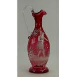 19th century cranberry glass Jug in the Mary Gregory style, height 26.