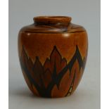 Clews and Co Chameleon ware brown vase with stylised leaves design height 11cm