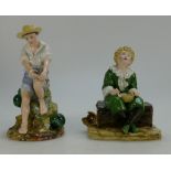 Reg Johnson figures Bubbles (height 15cm) and The Young Angler (19cm) (2)