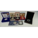 A collection of silver proof commemorative coins comprising Queen Elizabeth II 70th birthday £5