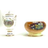 Coalport two handled vase & cover Carriage Driving and Coalport vase hand painted with fruit by M