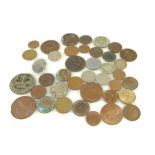 A collection of old coins including Maundy 1743 2d & 1763 3d coins,