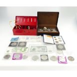 A good collection of various coins and bank notes including pre 1947 silver coins, old pennies,