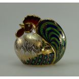 Royal Crown Derby limited edition paperweight Farmyard Cockerel with gold stopper (boxed)