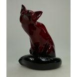 Royal Doulton flambe model of a seated fox, signed Noke,