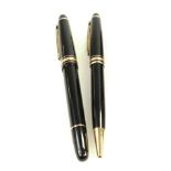 Mont Blanc Meisterstruck pair pens rollerball and fountain pen with 14ct nib,