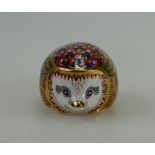 Royal Crown Derby paperweight Orchard Hedgehog with gold stopper (boxed)