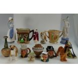 A mixed collection of ceramic items to include Royal Doulton embossed curiosity shop jug,