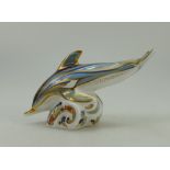 Royal Crown Derby Paperweight The Striped Dolphin, limited edition by Connaught House,