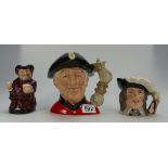 Royal Doulton large character jugs Chelsea Pensioner D6817 (seconds), small D'Artgnan D6764 (