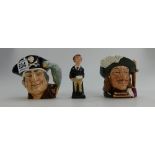 Royal Doulton small Character jugs, Long John Silver and Aramis together with small damaged Royal