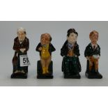 Royal Doulton small character figures from the Dickens series to include Scrooge, Oliver Twist,