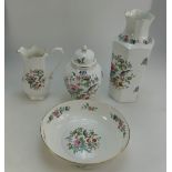 A collection of Aynsley Pembroke items to include large octagonal vase, fruit bowl, lidded pot and