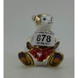 Royal Crown Derby Paperweight Scottish Teddy - Shona with gold stopper. (Boxed)