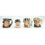 Royal Doulton small character Jugs Rip Van Winkle D6463, The Falconer D6533 , The Poacher D6464