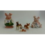 A collection of figures to include Beswick small corgi 1736, Royal Doulton small dog, unmarked