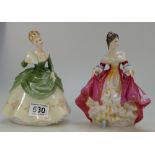 Royal Doulton figures Soiree HN2312, and Southern Belle HN2239 (2)