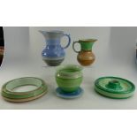 A collection of Shelley items to include blue and grey Harmony jug, green and brown patterned