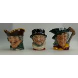 A collection of large Royal Doulton character jugs to include Dick Turpin, Pied Piper D6403 and