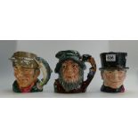 A collection of large Royal Doulton character jugs to include The Poacher D6429, John Peel and Rip