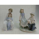 Nao figure group of Boy and Girl together with similar figure of Mother and Child (2)