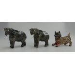 Beswick Cairn Terrior 1055A, Elephant 1770 (2) All damaged (3)