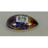 Royal Crown Derby paperweight, Computer Mouse with gold stopper. Boxed.