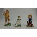 Royal Doulton character figures Hucleberry Finn HN2927, Tom Sawyer HN2926 (both seconds) and Heidi