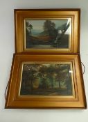Pair Oil paintings on canvas of woodland