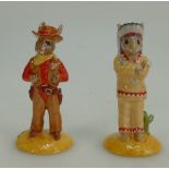 Royal Doulton Bunnykins figures Cowboy DB201 and Indian DB202 limited edition for UKI ceramics