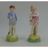 Royal Doulton figures She Loves me Not HN2045 and He Loves Me HN2046 (height 15cm both) (2)