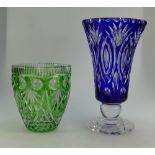 Royal Doulton Coloured Crystal Vases in both Green and Blue variants (2) one boxed