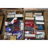 A large collection of boxed and cased pens including Sheaffer, Parker,