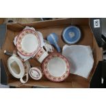 A collection of ceramics to include Johnson Bros part breakfast set together with Wedgwood