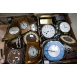 A collection of 20th Century metal and Bakerlite mantle clocks (2 trays)