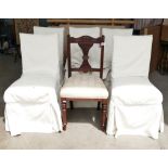 Matching set of six Edwardian Dining Chairs with leaf and berry decoration.