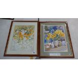 Two Original Framed Still Life Watercolours ,