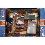 A mixed collection of items to include cased knife sets, dressing table brush sets, pen knives,