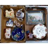 A mixed collection of ceramic items to include continental hand painted plaques,