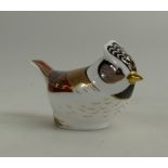 Royal Crown Derby paperweight of a Crested Tit limited edition with gold stopper (boxed)