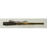 Leather cased Brass Military telescope Marked Aitchison London The Tartget No 5909 (open length