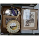 A collection of Yarlet school ephemera to include decorative Wedgwood plates, fruit bowl,