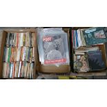 A collection of hard and softback books to include, mixed softback novels, Giles cartoons,