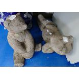 2 similar stone teddy bear garden ornaments (2)