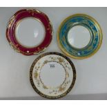 Minton raised gilded plates together with similar Spode gilded plate(3)