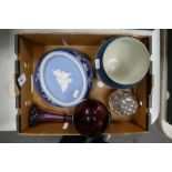 A good mixed collection of items to include Wedgwood jasperware items, Adams jasperware planter,