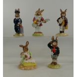 A collection of Royal Doulton Bunnykins figures to include Postman DB76, Be Prepared DB56,